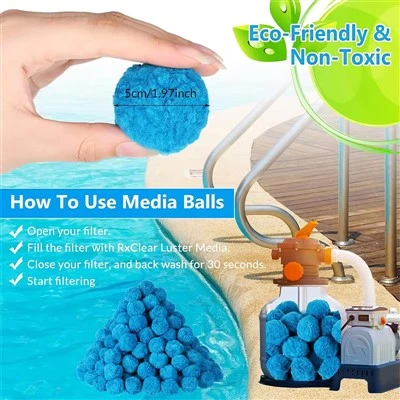 Polymer Poolfilterkulor Blå Fibalon Blå Poolfilterkulor